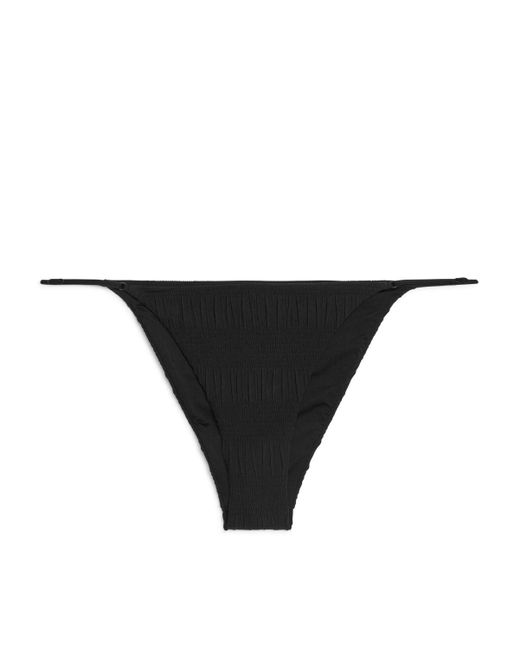 ARKET Black Smocked Bikini Bottom