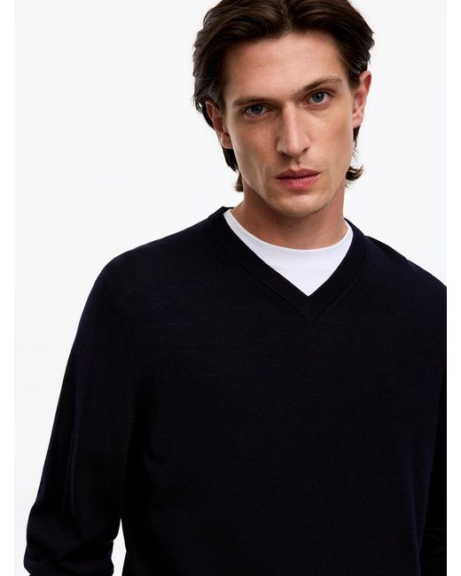 ARKET Blue Merino V-Neck Jumper for men