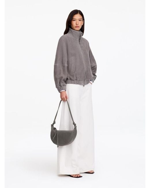 ARKET Gray Crescent Leather Bag