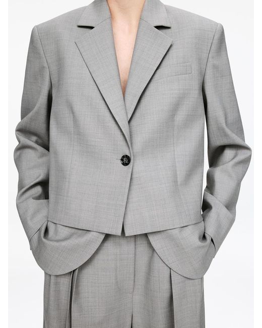ARKET Gray Cropped Blazer