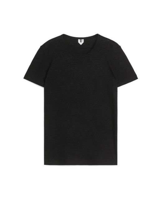 ARKET Black Linen-blend T-shirt