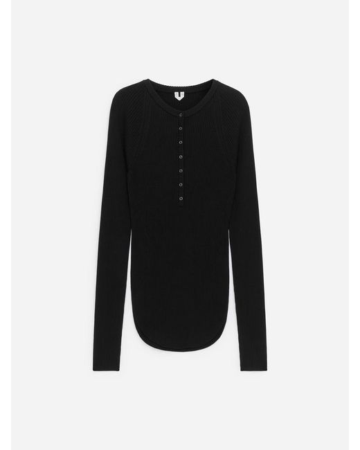 ARKET Black Ribbed Wool-Blend Top
