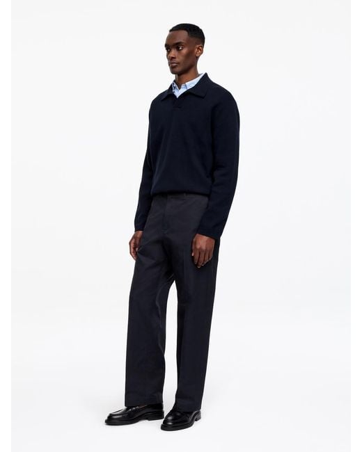 ARKET Blue Relaxed Cotton Twill Trousers for men