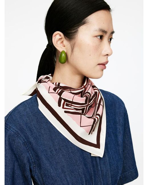 ARKET Blue Printed Silk Scarf