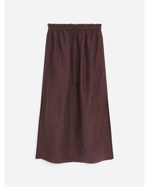 ARKET Red Linen Blend Pull-On Skirt