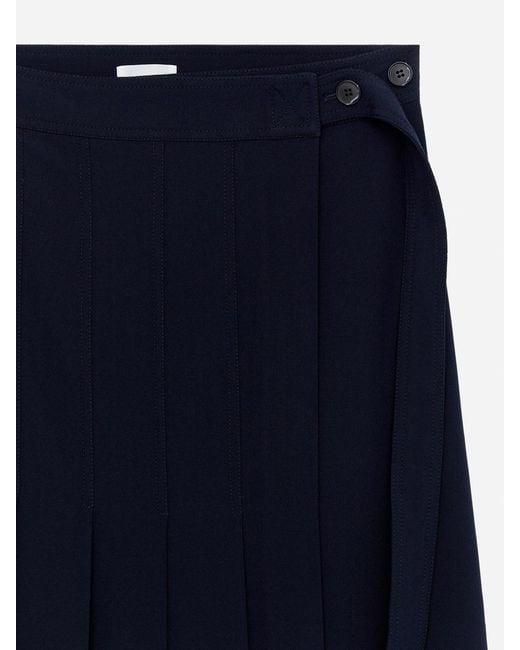 ARKET Blue Pleated Wool-Blend Skirt