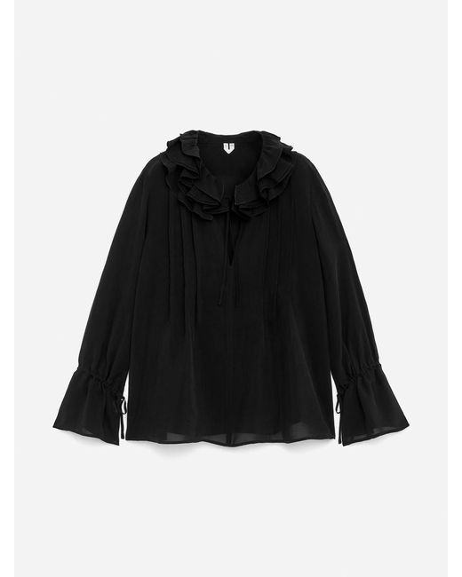 ARKET Black Frill-Collar Blouse