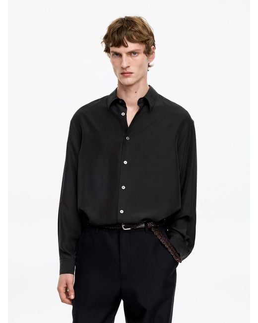 ARKET Black Relaxed Silk Shirt for men
