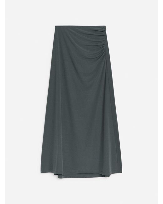 ARKET Gray Gathered Maxi Skirt
