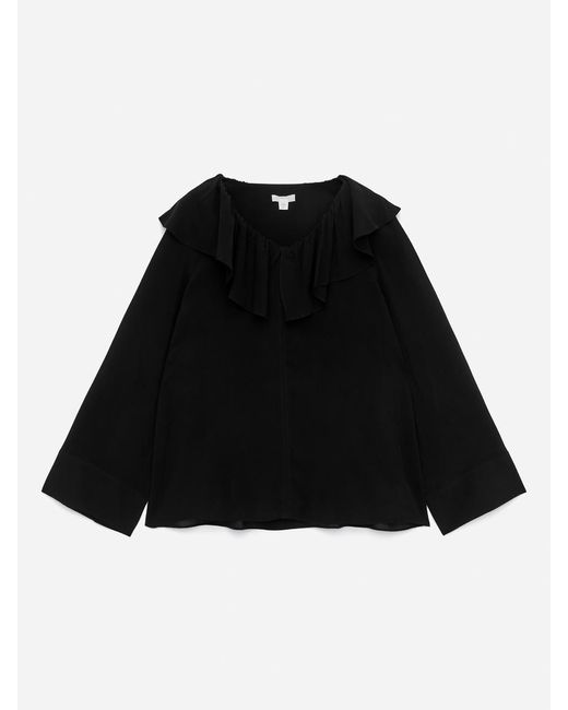 ARKET Black Frill-Collar Blouse