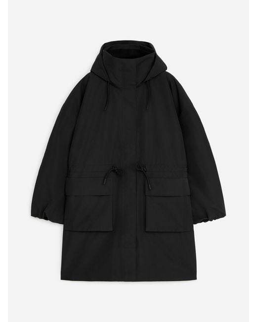 ARKET Black Hooded Rain Parka