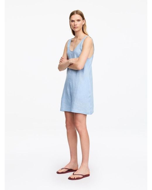 ARKET Blue Short Linen Jumpsuit