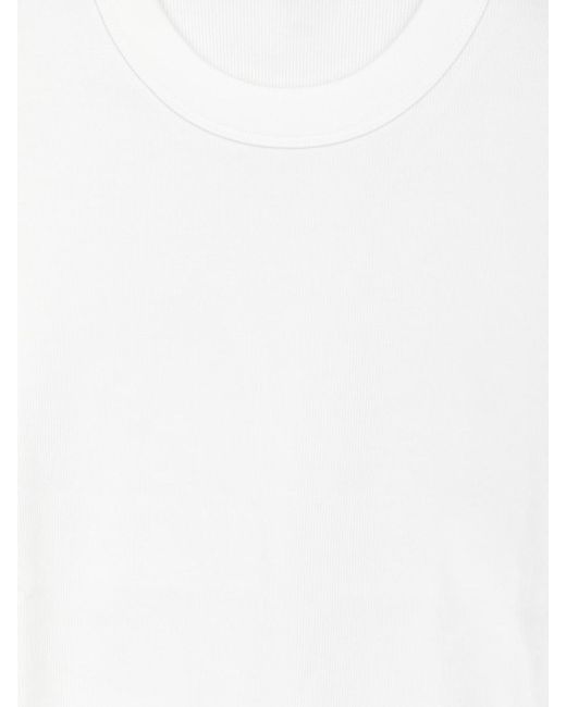 ARKET White Slim Crop-Sleeve Rib T-Shirt