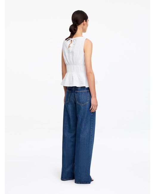 ARKET White Seersucker Smock Top