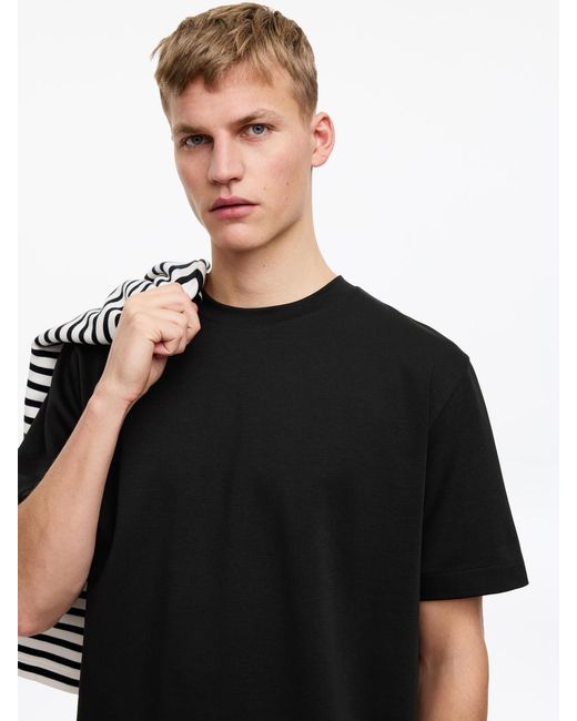 ARKET Black Boxy Interlock T-Shirt for men
