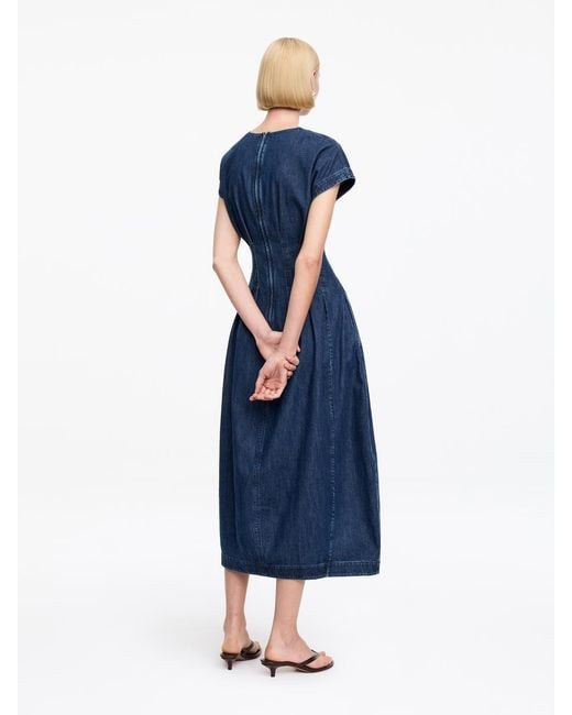 ARKET Blue Pleated Denim Dress