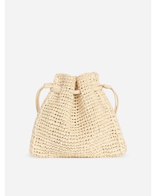 ARKET Black Woven Straw Pouch