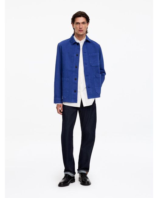 ARKET Blue Overdyed Twill Overshirt for men