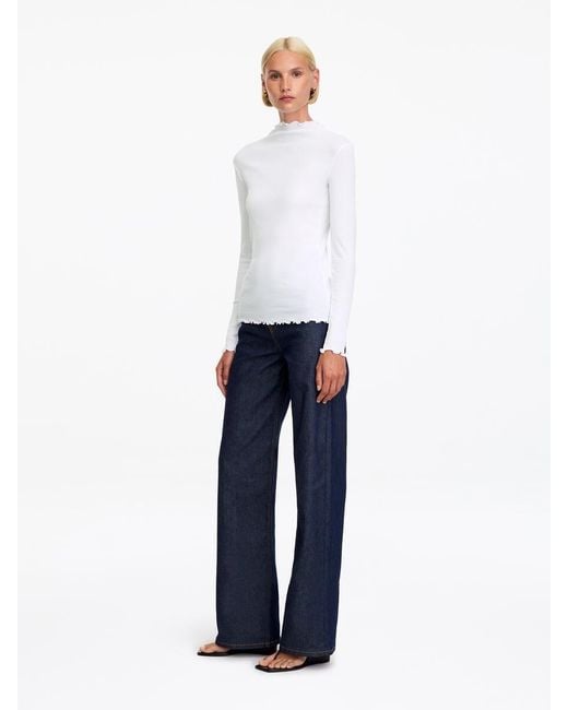 ARKET White Frilled Jersey Top