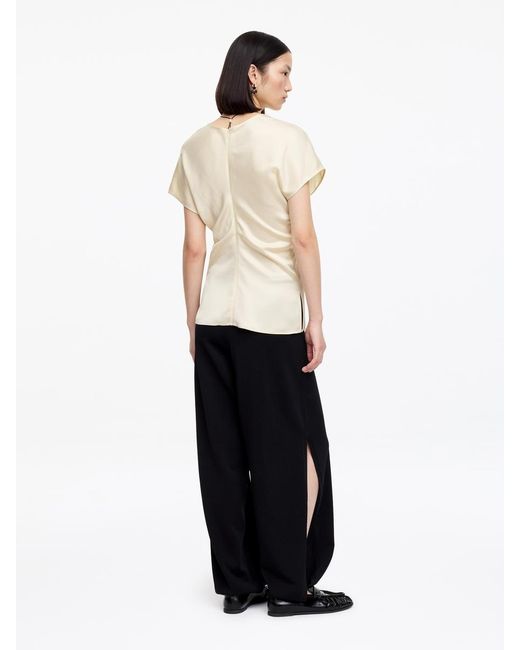 ARKET Natural Draped Satin Top