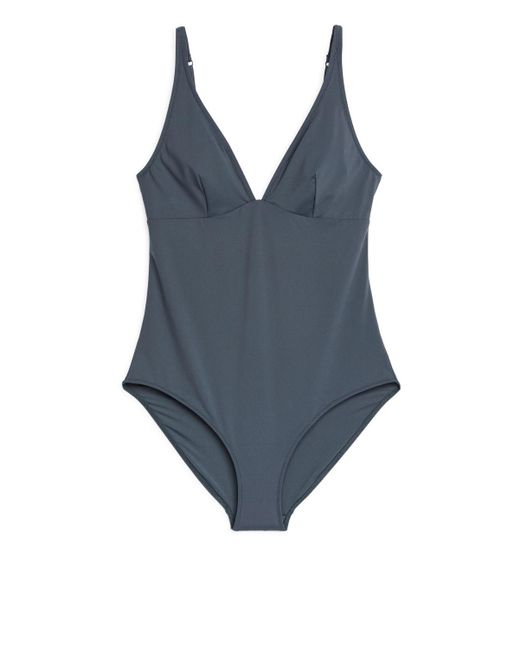 ARKET Blue V-neck Swimsuit