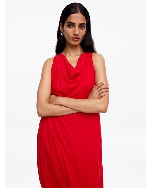 ARKET Red Draped Balloon Dress