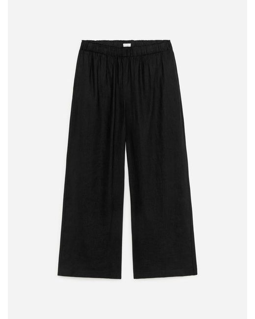 ARKET Black Wide Linen Trousers