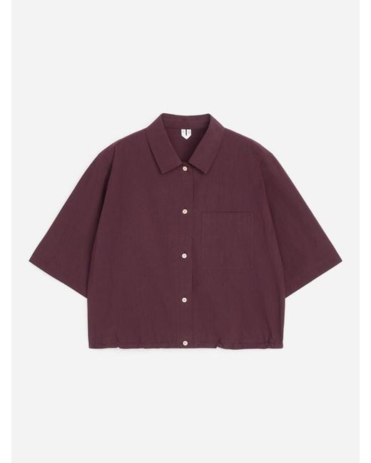 ARKET Purple Cotton Short-Sleeve Shirt