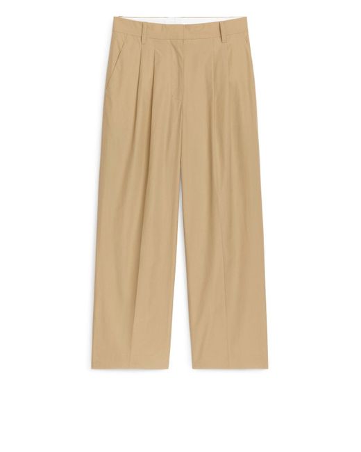 ARKET Natural Wide Pleated Trousers