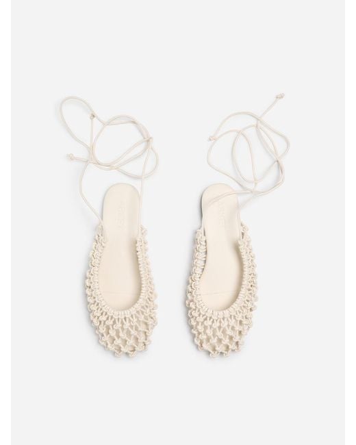 ARKET White Woven Leather Slingback Flats