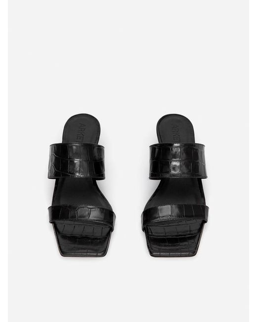 ARKET Black Leather Strap Sandals