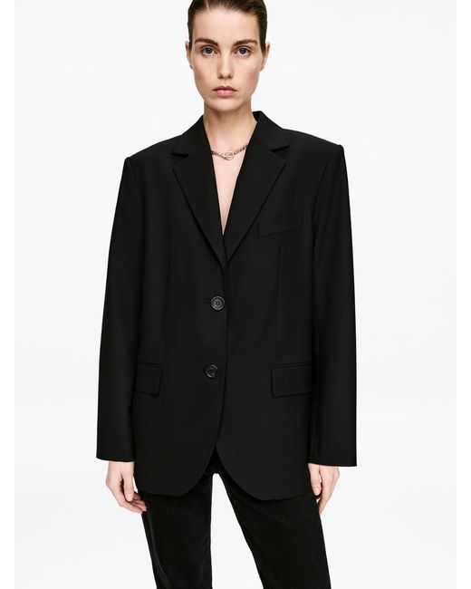 ARKET Black Hopsack Wool Blazer