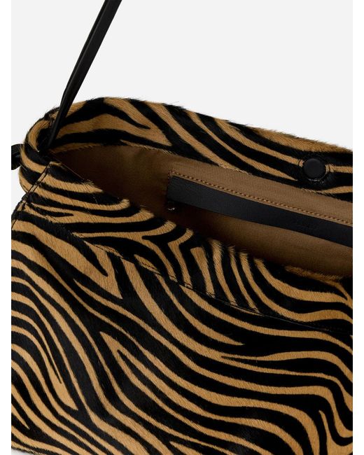 ARKET Natural Zebra-Print Leather Shoulder Bag