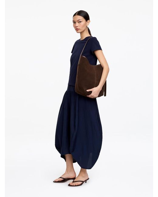 ARKET Blue Split Suede Bucket Tote