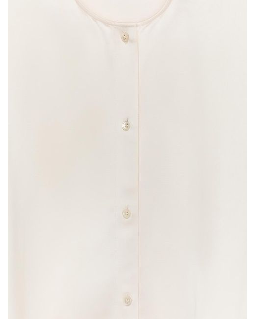 ARKET White Volume-Sleeve Satin Blouse