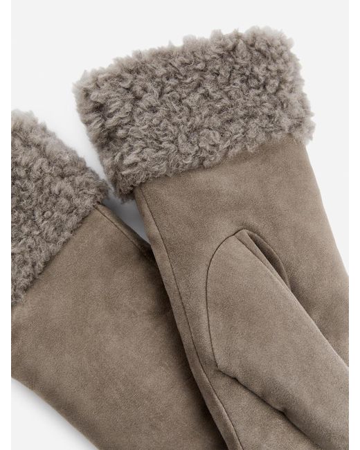 ARKET White Lined Suede Mittens
