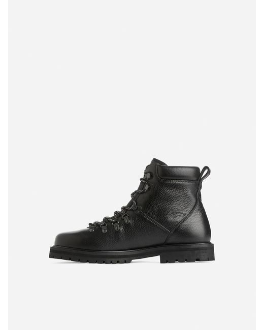 ARKET Black Leather Hiking Boots for men