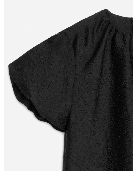 ARKET Black Jacquardkleid Mit Ballonärmeln