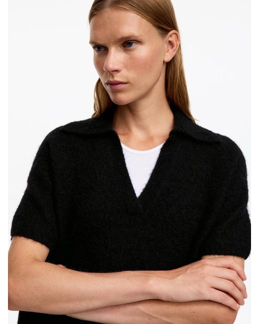 ARKET Black Knitted Polo Jumper