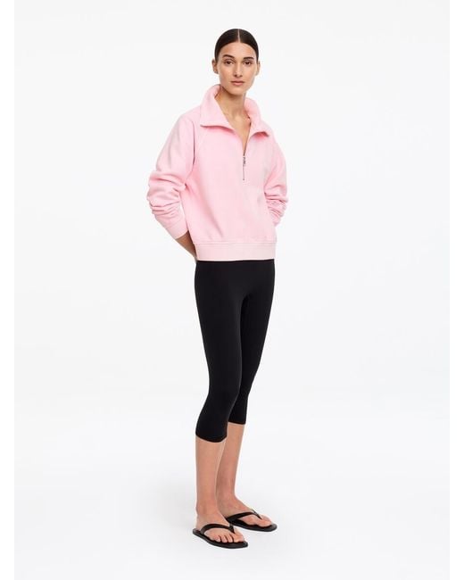 ARKET Pink Half-Zip Terry Sweatshirt