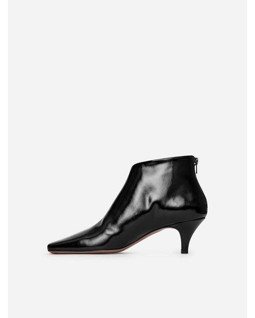 ARKET Black Glossy Leather Ankle Boots