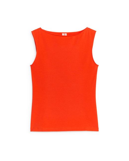 ARKET Red Boat Neck Tank Top