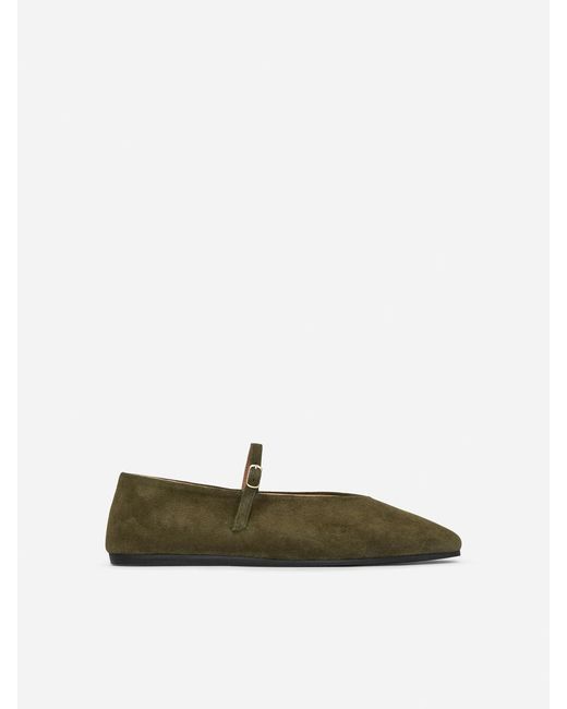 ARKET Green Suede Mary Jane Flats