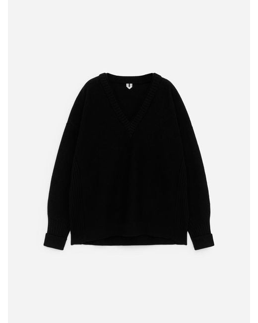 ARKET Black Boiled Wool Jumper