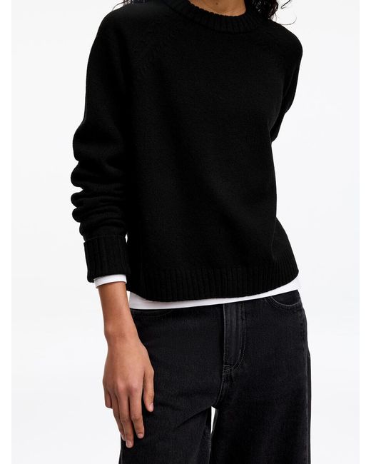 ARKET Black Folded Sleeve Wool Jumper