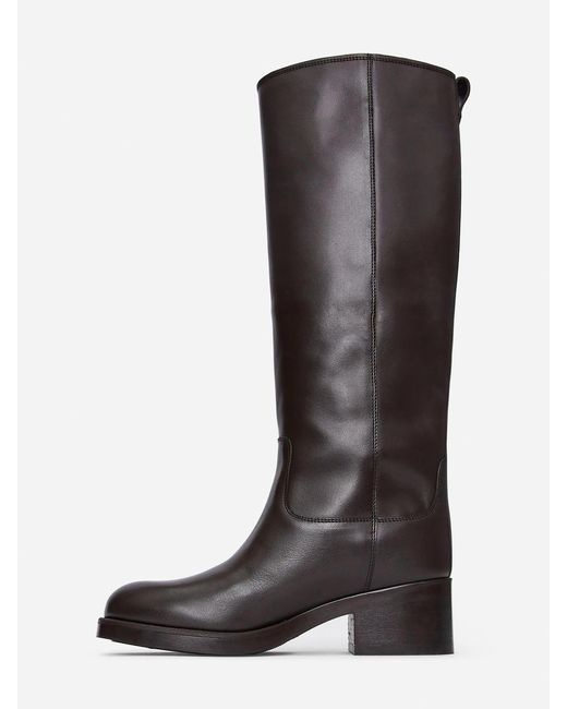 ARKET Black Leather Riding Boots