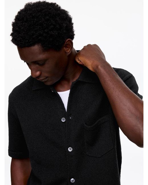 ARKET Black Bouclé Polo Shirt for men