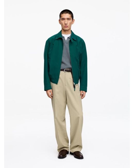 ARKET Green Wide Cotton Linen Trousers for men