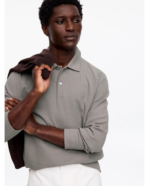 ARKET Gray Waffle Polo Shirt for men