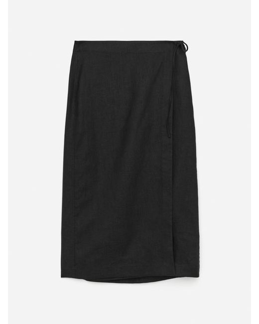 ARKET Black Linen Wrap Skirt